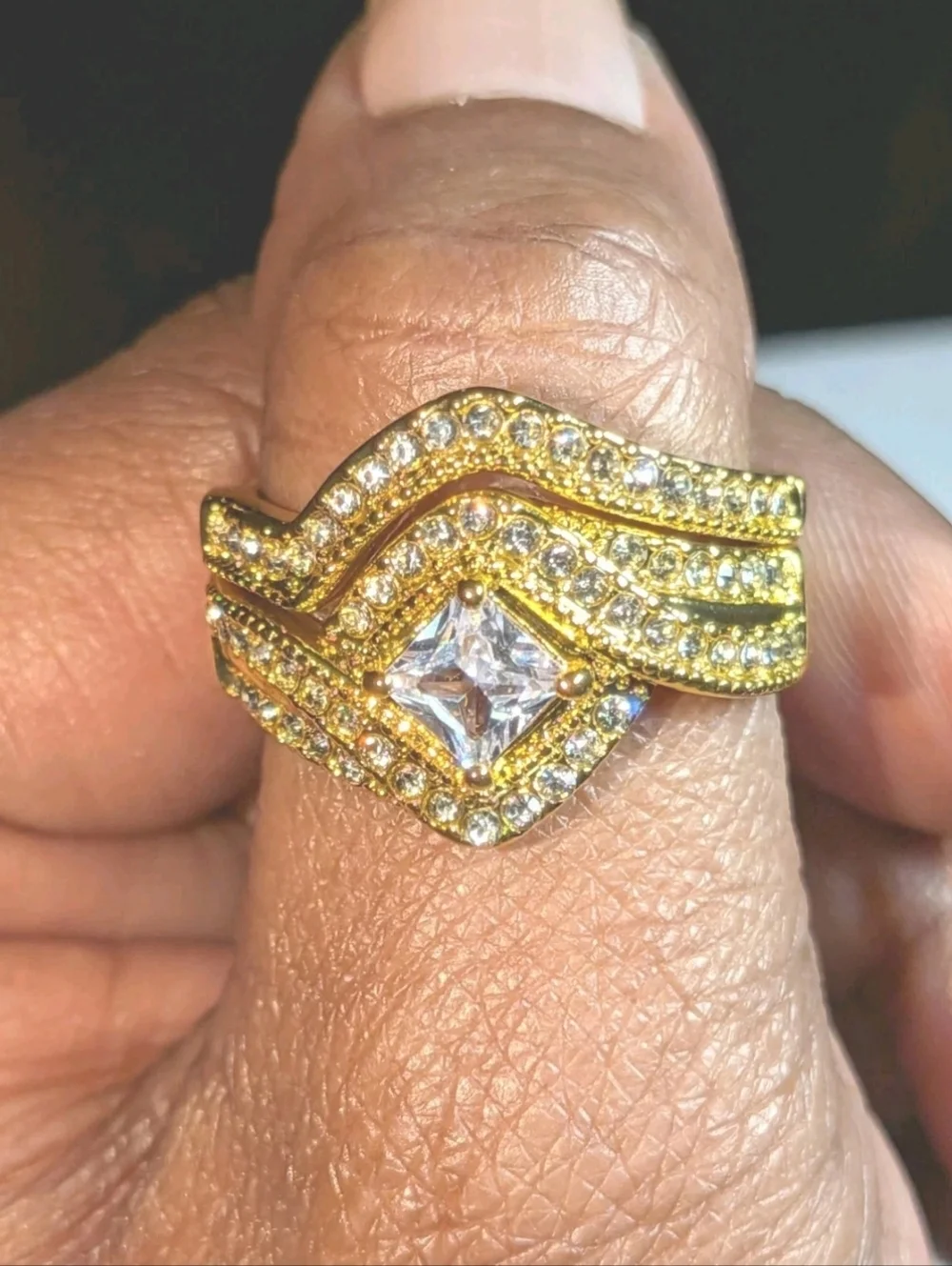 3Ct Lab-Created Diamond Engagement Bridal Ring Set 14K Yellow Gold Plated Sz 10